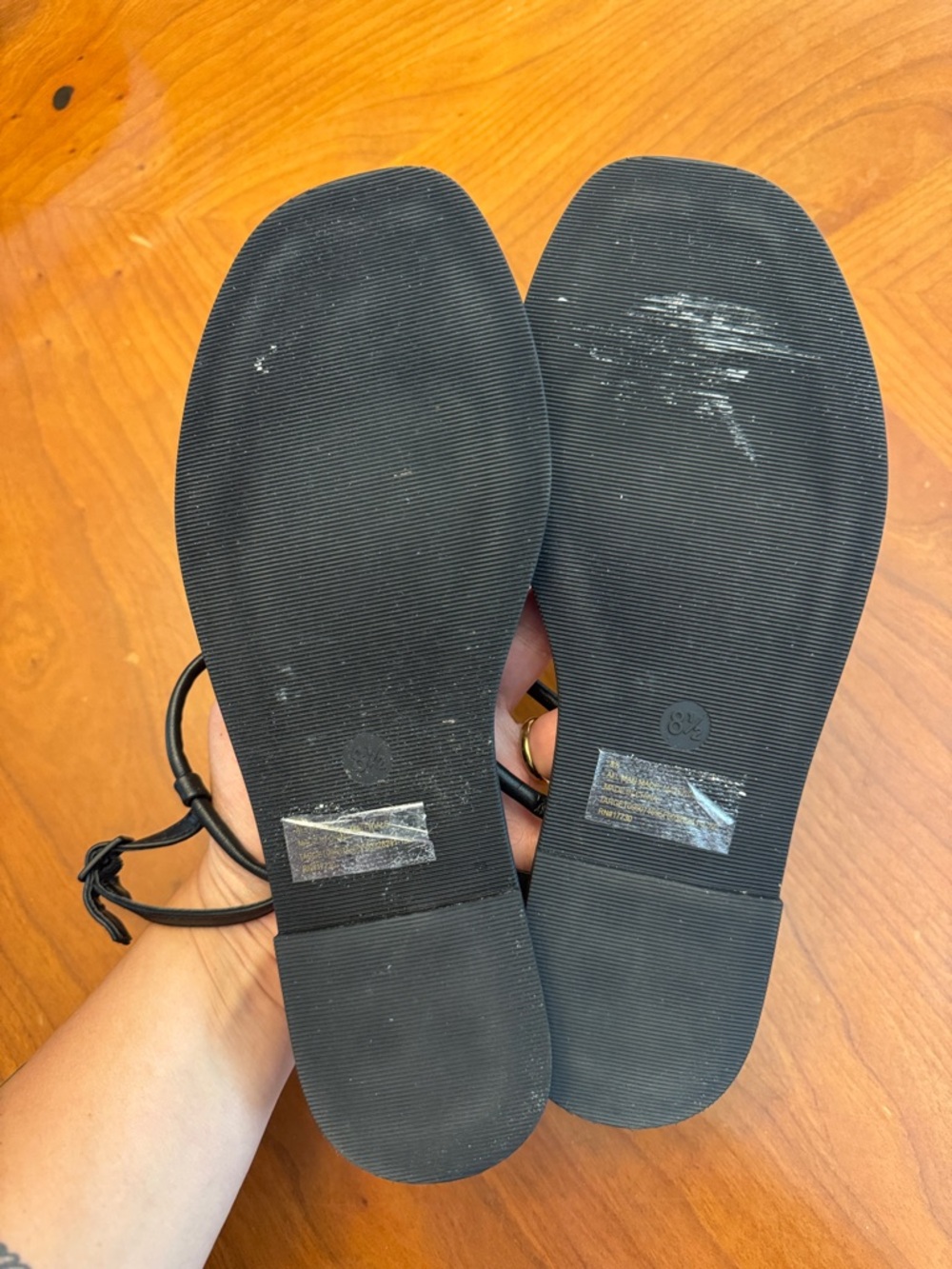 a new day Black Minimalist T-Strap Flat Sandals - Picture 3 of 3